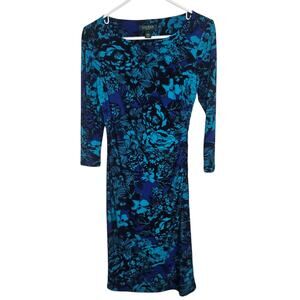 Lauren Ralph Lauren Dress Knee Length Dress Sheath Dress Floral Dress 2 Blue